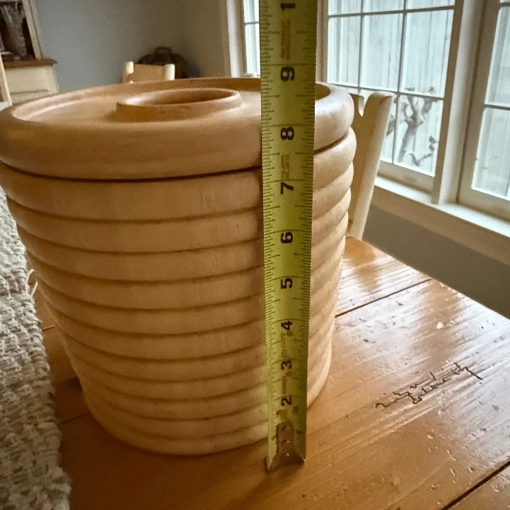 The Strata Group for Stafford Natural Wood Tone Beehive Ribbed Wooden Ice Bucket
